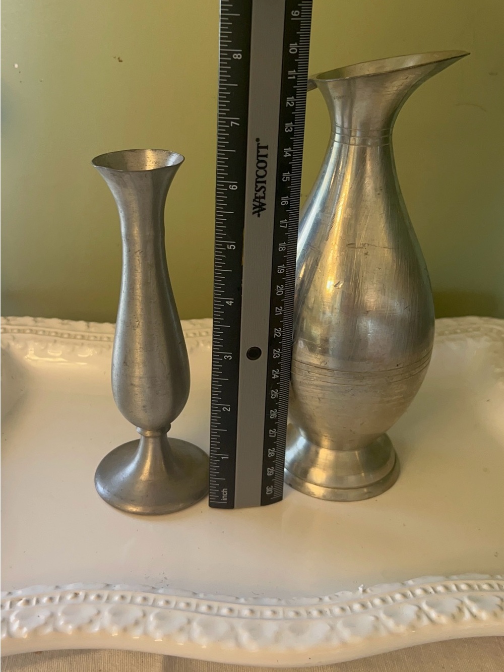 Vintage Pewter Bud vase by Leonard Bolivia and Spouted Pitcher by Selangor - Picture 3 of 5
